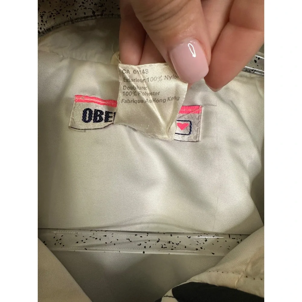 Obermeyer Pullover Anorak Jacket Black‎ White Abstract Print Vintage 90s